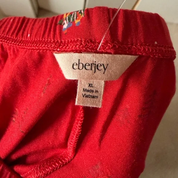 NWT Eberjey Gisele Printed Long Pajama Set Nutcracker Holly Red & Ivory Size XL - Picture 10 of 14
